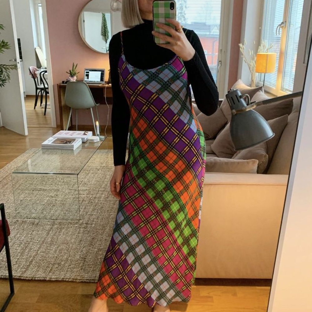 RIXO XL US12 Holly rainbow multicolor check print dress - Picture 4 of 16